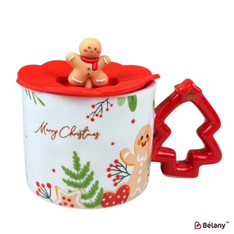 Cană de Anul Nou „Spruce” albă, cu biscuiți, 450 ml