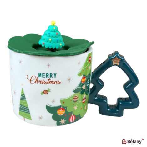 Cană de Anul Nou „Spruce” albă, cu Molid, 450 ml
