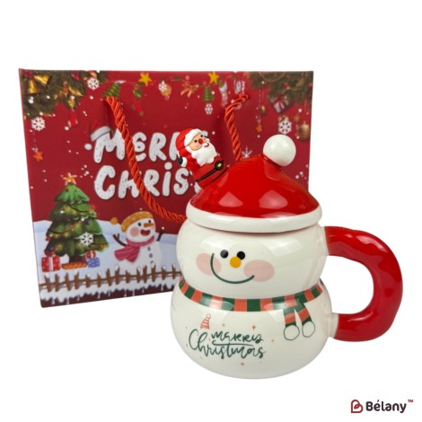 Cană de Anul Nou în cutie cadou „Miracles” albă cu roșu, 420 ml