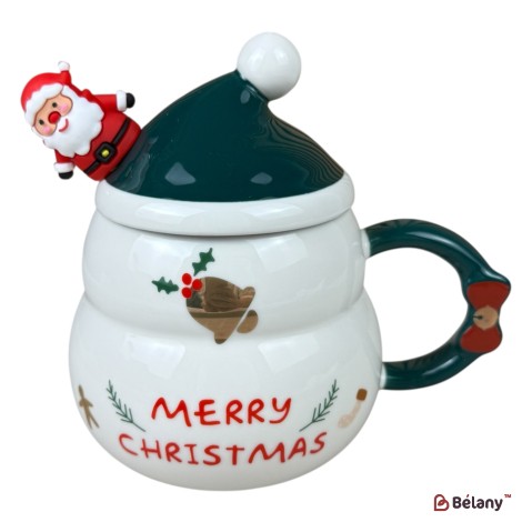 Cană de Crăciun „Santa Party” alb-verde, 480 ml