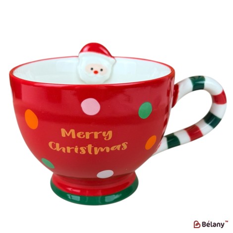 Cană de Crăciun „Sweet Xmas” roșu cu Moș Crăciun, 500 ml
