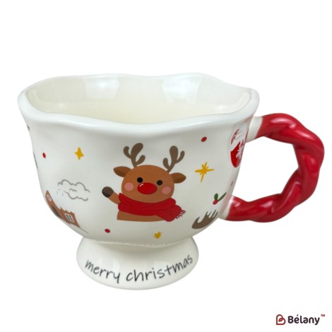 Cana de Crăciun “Funny Holidays” Ren cu fular roșu, 400 ml