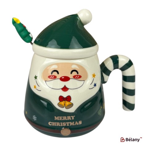 Cana de Crăciun “Moș Crăciun Vesel” , 400 ml, verde