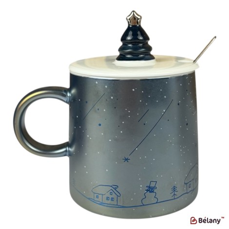 Cana de Crăciun “Cer înstelat” gri-albastru, 350 ml