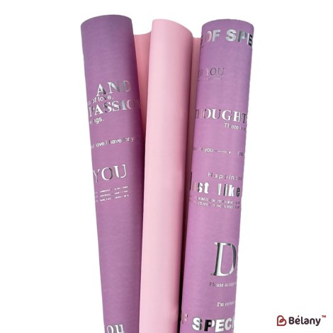 Double-sided cellophane lilac-pink with inscriptions