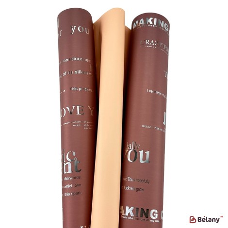 Double-sided cellophane beige-pink color with inscriptions