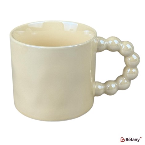 Cană din ceramică „Pearl Handle” crema, 330 ml
