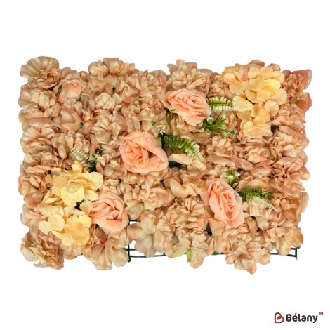 Panou decorativ cu flori „Blush Elegance”, 40 x 60 cm, cu dalii, hortensii și trandafiri