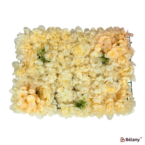 Panou decorativ cu flori „Ivory Charm”, 40 x 60 cm, cu hortensii, trandafiri și bujori