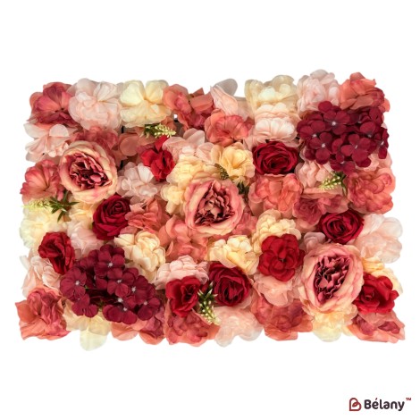 Panou decorativ cu flori „Peony &amp;amp; Hydrangea Red Mix”, 40 x 60 cm, cu bujori mari, trandafiri și hortensii roșii