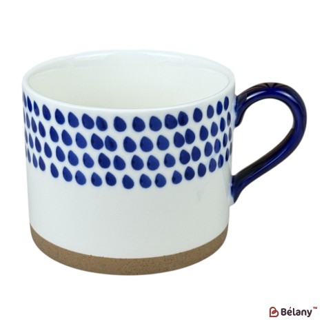 Cană din ceramică „Blue Nordic” cu buline albastre, 380 ml
