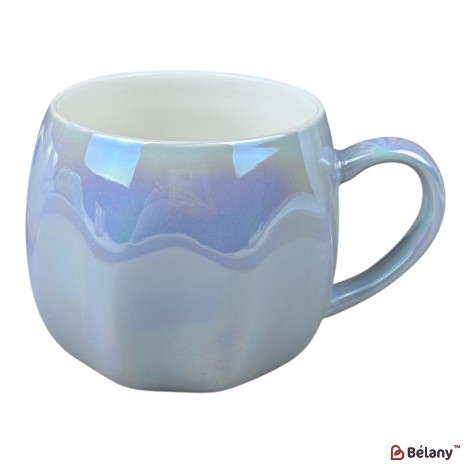 Cană din ceramică „Pearl Shine” albastră cu efect irizat, 430 ml