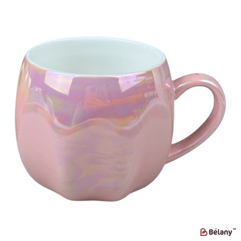 Cană din ceramică „Pearl Shine” roz cu efect irizat, 430 ml