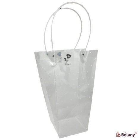Cutie cadou transparentă cu mâner, model „Flower”, 35×13×13 cm