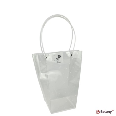 Cutie cadou transparentă cu mâner, model „Flower”, 26×12×12 cm