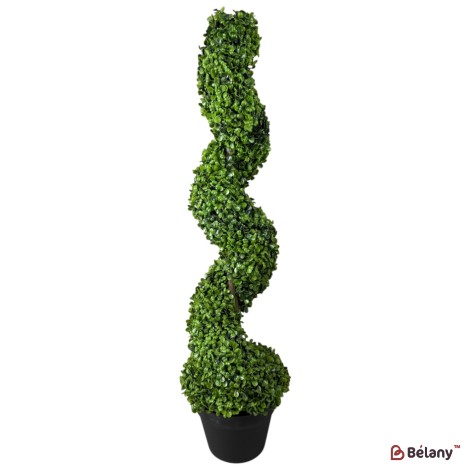 Copac artificial decorativ spirală, 90 cm, verde, în ghiveci negru