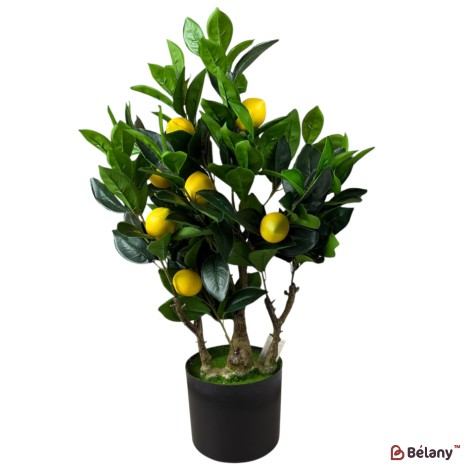 Copac artificial decorativ cu lămâi, 60 cm, în ghiveci negru