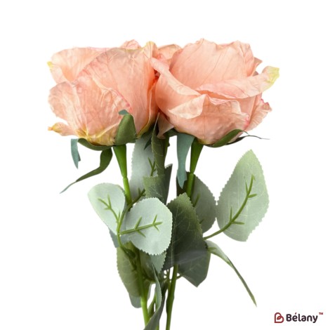 Trandafiri artificiali peach, set 3 bucăți