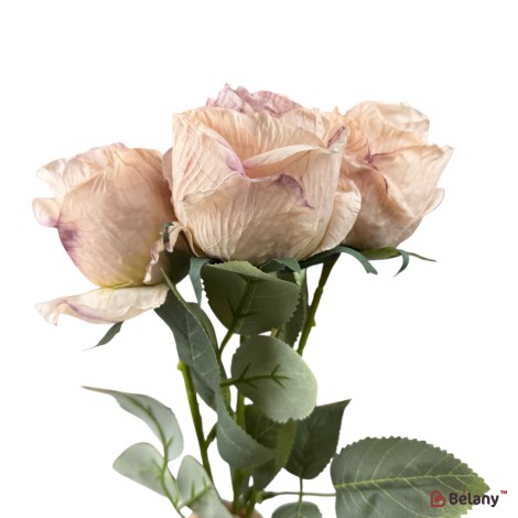 Trandafiri artificiali peach, set 3 bucăți