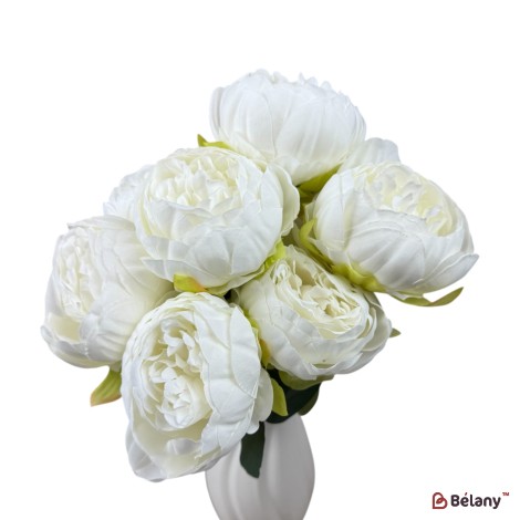 Buchet artificial cu 7 bujori alb