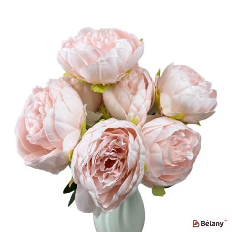 Buchet artificial cu 7 bujori piersica