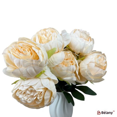Buchet artificial cu 7 bujori crema