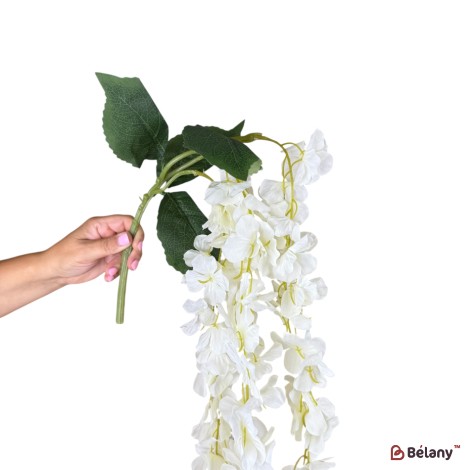 Glicină artificială atârnătoare, 3 ramuri, 1.2 m, albă