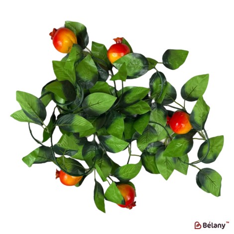 Ghirlandă decorativă artificială cu frunze și rodii, 2 m
