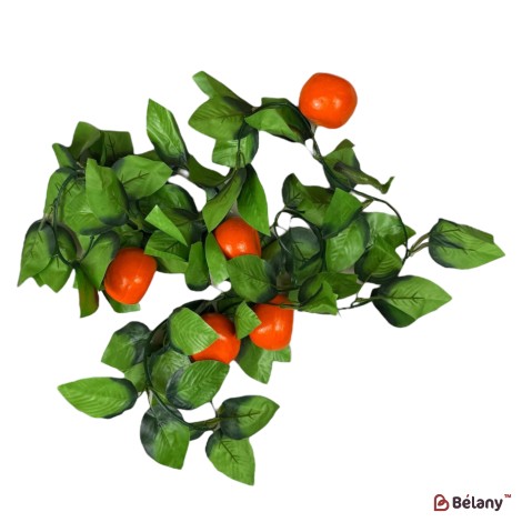 Ghirlandă decorativă artificială cu frunze și mandarine, 2 m