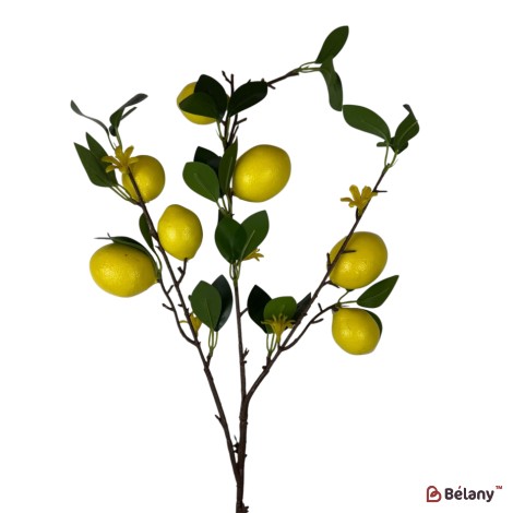 Ramură artificială cu lămâi, 7 fructe, 90 cm
