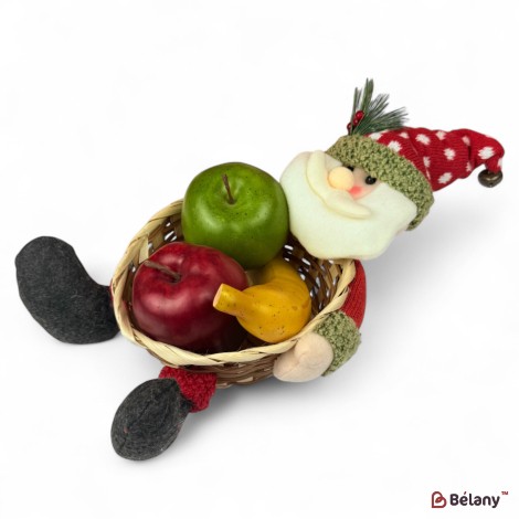 Coș decorativ de Crăciun cu Moș Crăciun, ideal pentru fructe sau dulciuri