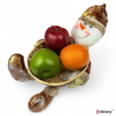 Coș decorativ de Crăciun cu Om de Zăpadă, perfect pentru aranjamente festive