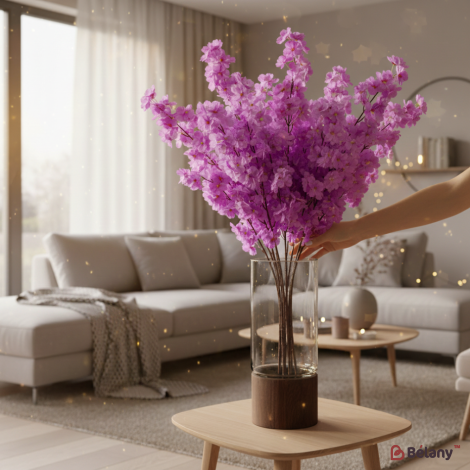 Ramură artificială de sakura, 90 cm, liliac
