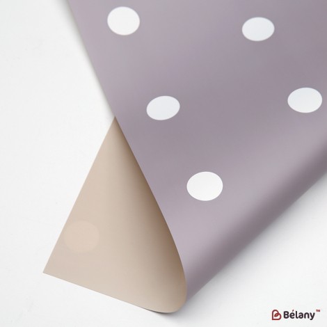 Celofan gri-violet cu buline albe, 58x58cm #034