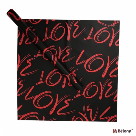 Celofan negru cu inscripția roșie „Love” 58x58 cm #171