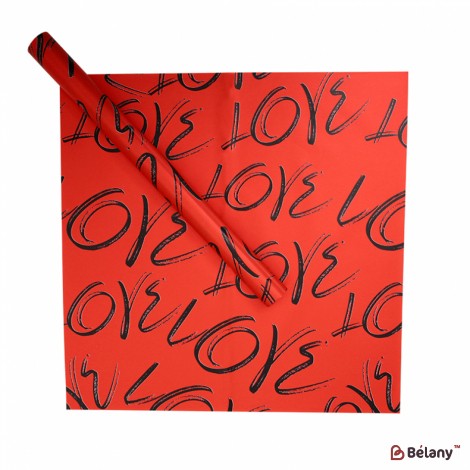 Celofan roșu cu inscripția neagră „Love” 58x58 cm #012