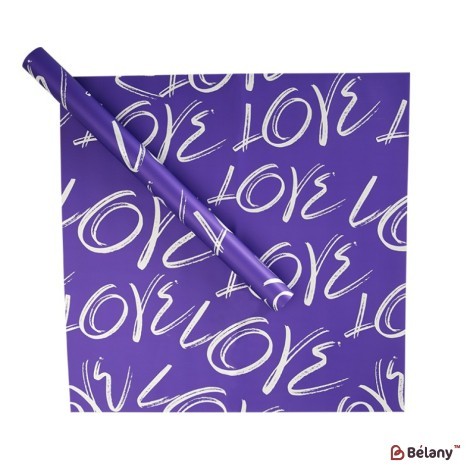 Celofan violet cu inscripția albă „Love” 58x58 cm #232