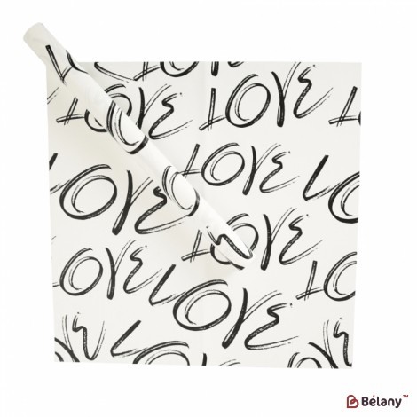 Celofan alb cu inscripția neagră „Love” 58x58 cm #111