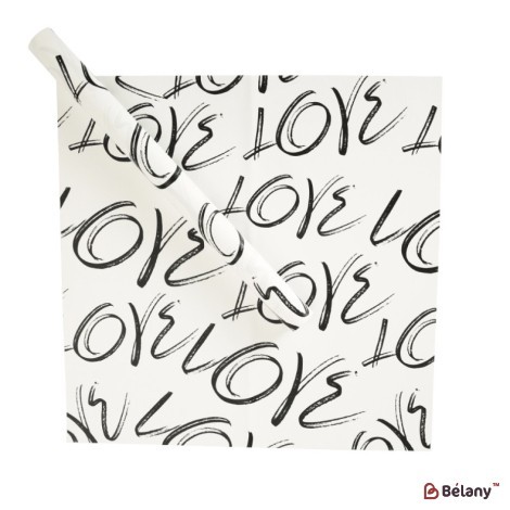 Celofan alb cu inscripția neagră „Love” 58x58 cm #111