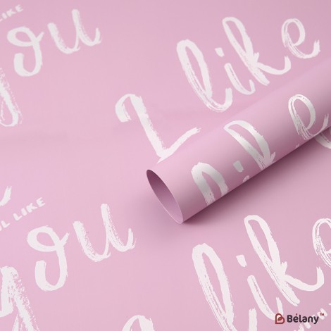 Celofan roz cu inscripția albă „Îmi place de tine” 58x58 cm #164