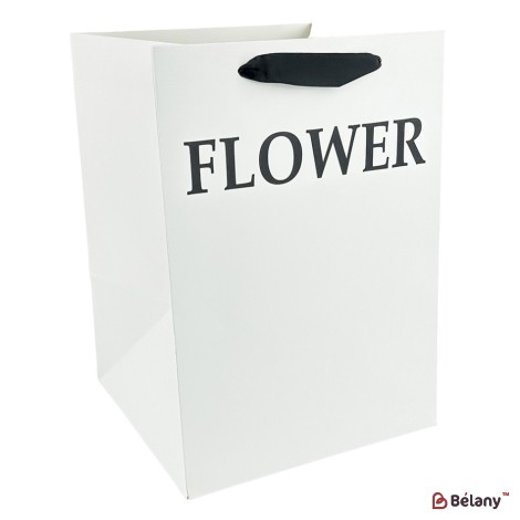 Set 2 pungi albe, cu text „Floare”, pentru flori 25x25x35 cm