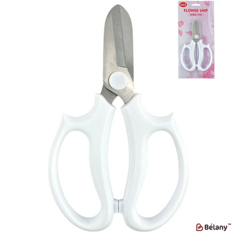 Foarfece florale albe, fier + plastic, 16,5/9,5