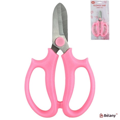 Foarfece florale roz, fier + plastic, 16,5/9,5