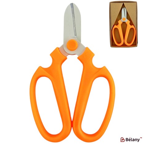 Foarfece florale portocalii, fier + plastic, cutie craft, 17/10