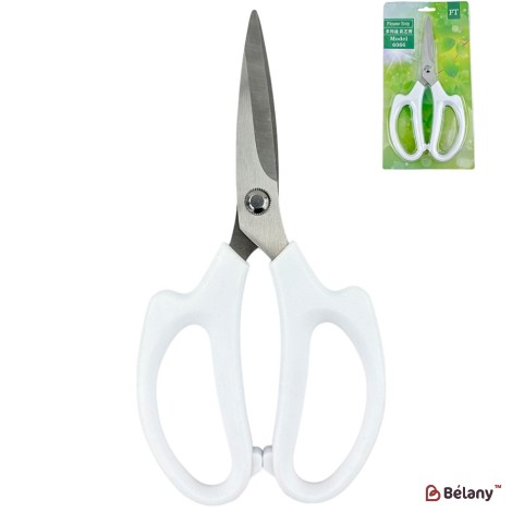 Foarfece florale albe, fier + plastic, 21,5/10,5
