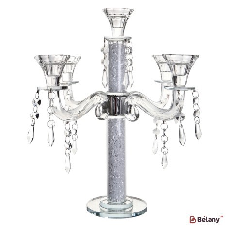 Glass candlestick, with glass chips, for 5 candles