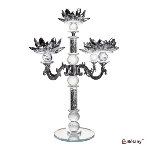 Glass candlestick, with glass chips, for 5 candles