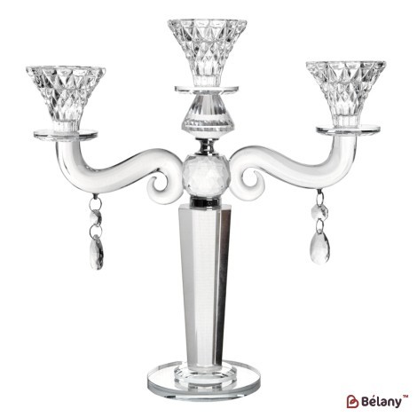 Glass candlestick, for 3 candles, 28 cm
