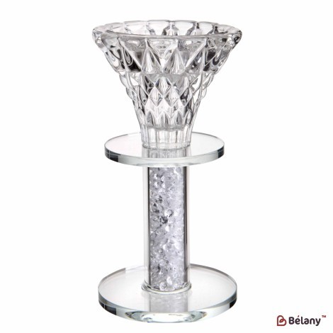 Glass candle holder with glass chips for 1 candle "Shine S"