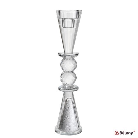 Glass candle holder for 1 candle, 29 cm L
